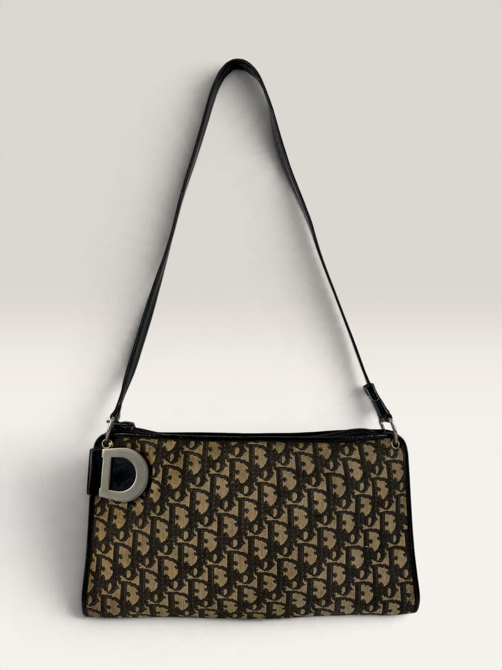 Vintage Christian Dior Trotter Monogram Canvas Shoulder Bag
