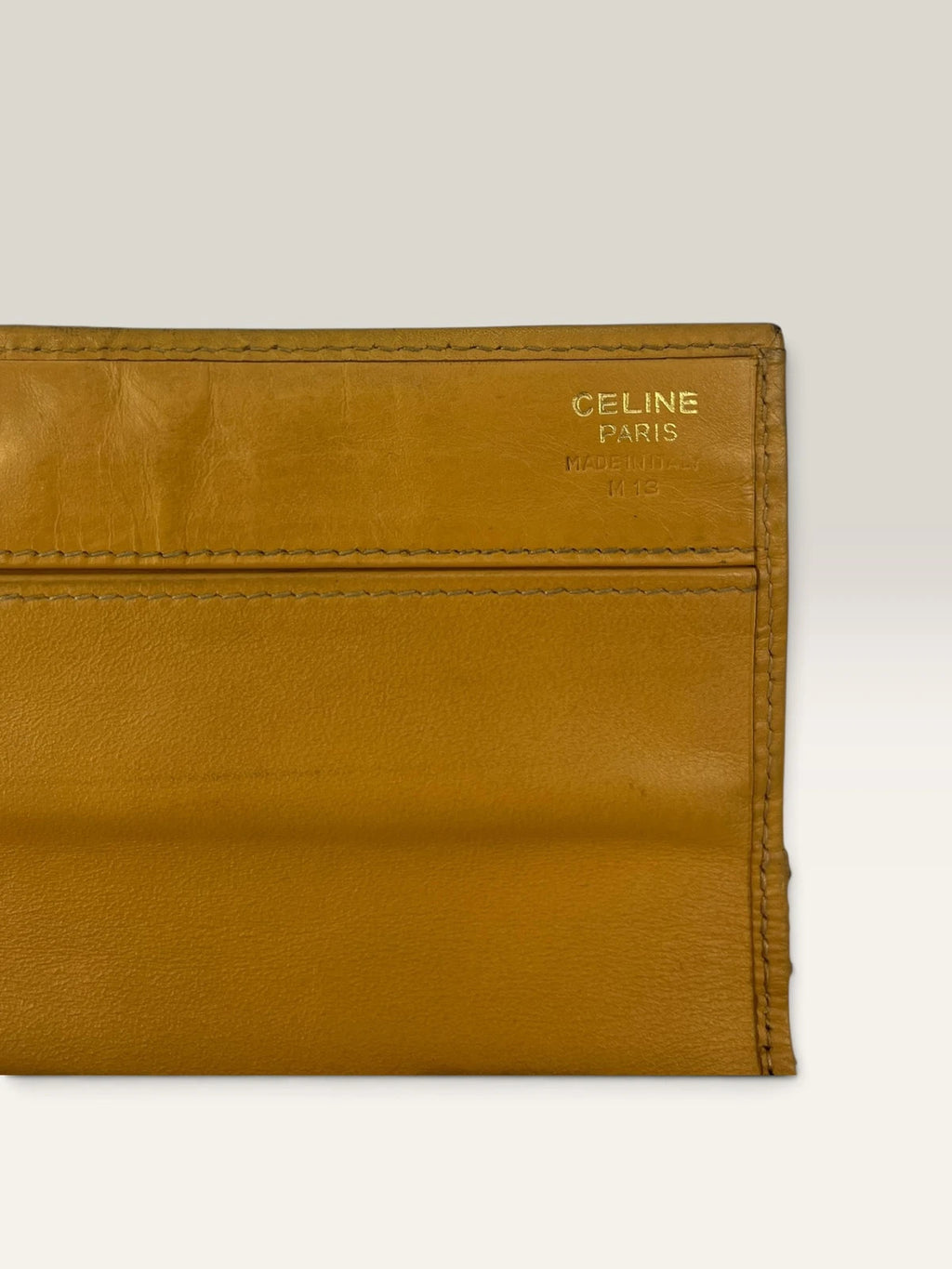 CELINE brown tan long wallet purse with Triomphe monogram and leather trim