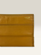 CELINE brown tan long wallet purse with Triomphe monogram and leather trim