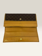 CELINE brown tan long wallet purse with Triomphe monogram and leather trim