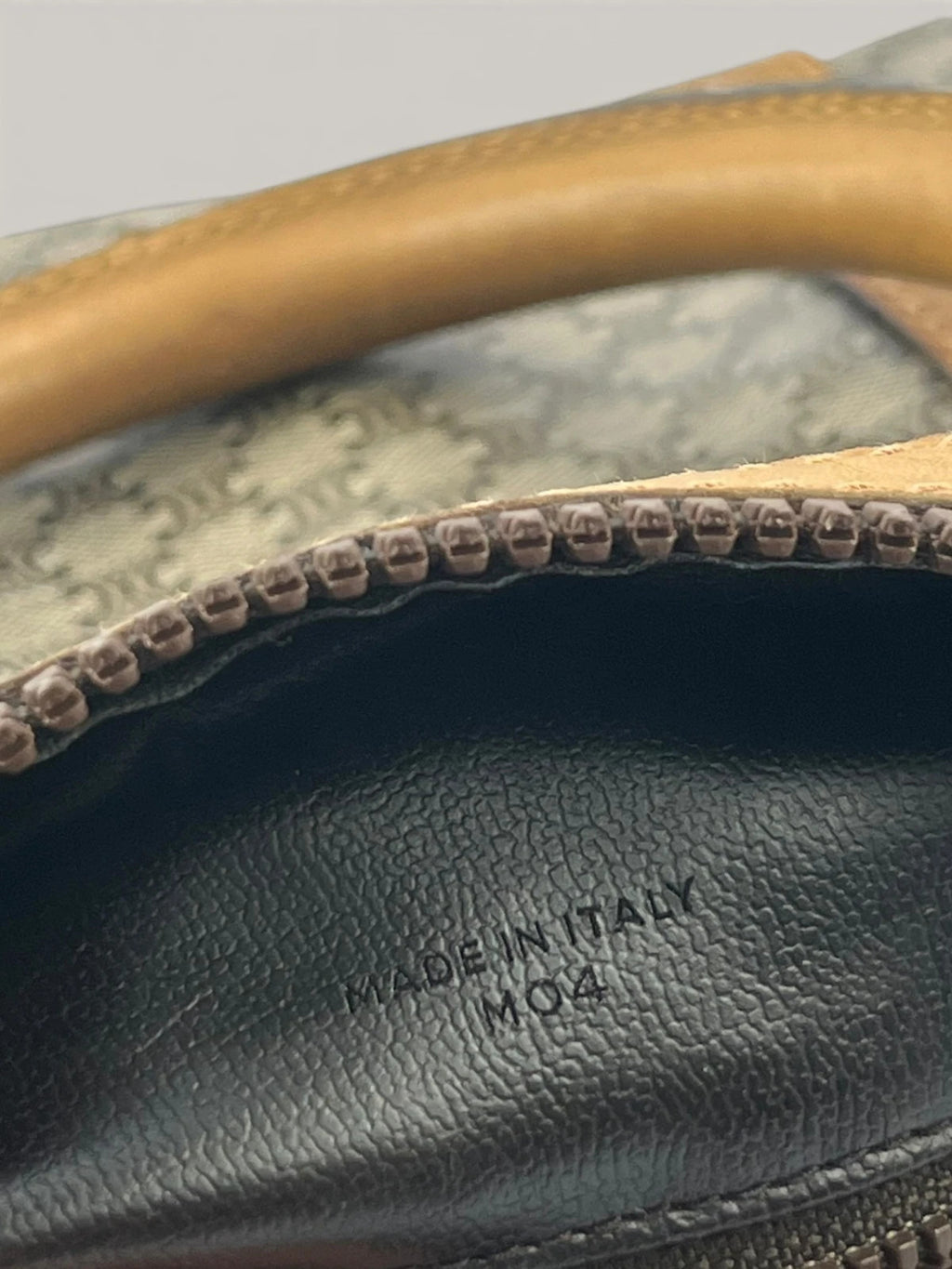 CELINE duffel bag brown grey Macadam monogram pattern, vintage canvas with metal studs.