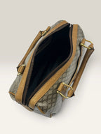 CELINE duffel bag brown grey Macadam monogram pattern, vintage canvas with metal studs.