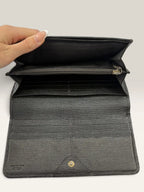 Fendi brown long wallet purse with Zucca FF monogram and gold-tone logo hardware.