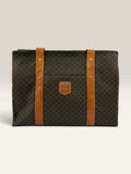CELINE brown tan tote bag Macadam canvas with Triomphe logo and leather trim