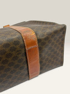 CELINE brown tan tote bag Macadam canvas with Triomphe logo and leather trim