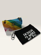 Kurt Geiger multi crossbody bag with rainbow crystal embellishments and eagle head hardware.
