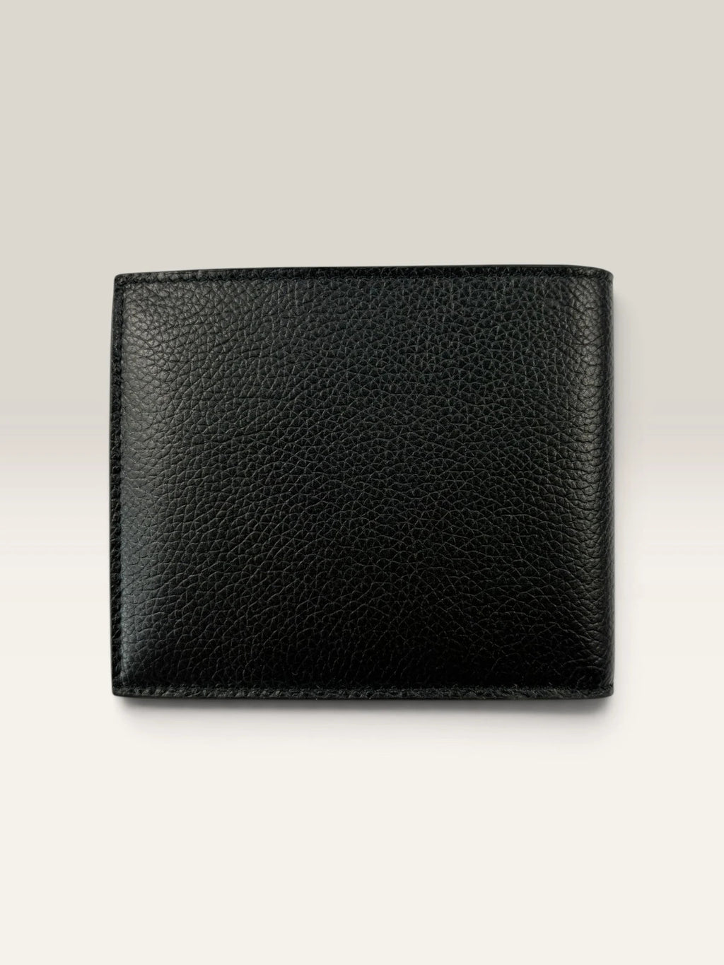 Balenciaga black bifold wallet grained leather with white cash logo print.