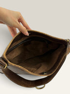 Gucci brown leather shoulder bag oversized interlocking GG logo gold hardware vintage patina