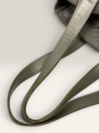 Chanel grey jacquard nylon tote with interlocking CC logo and leather shoulder straps.
