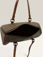 Louis Vuitton Papillon 30 handbag brown monogram canvas with natural leather trim and handles.