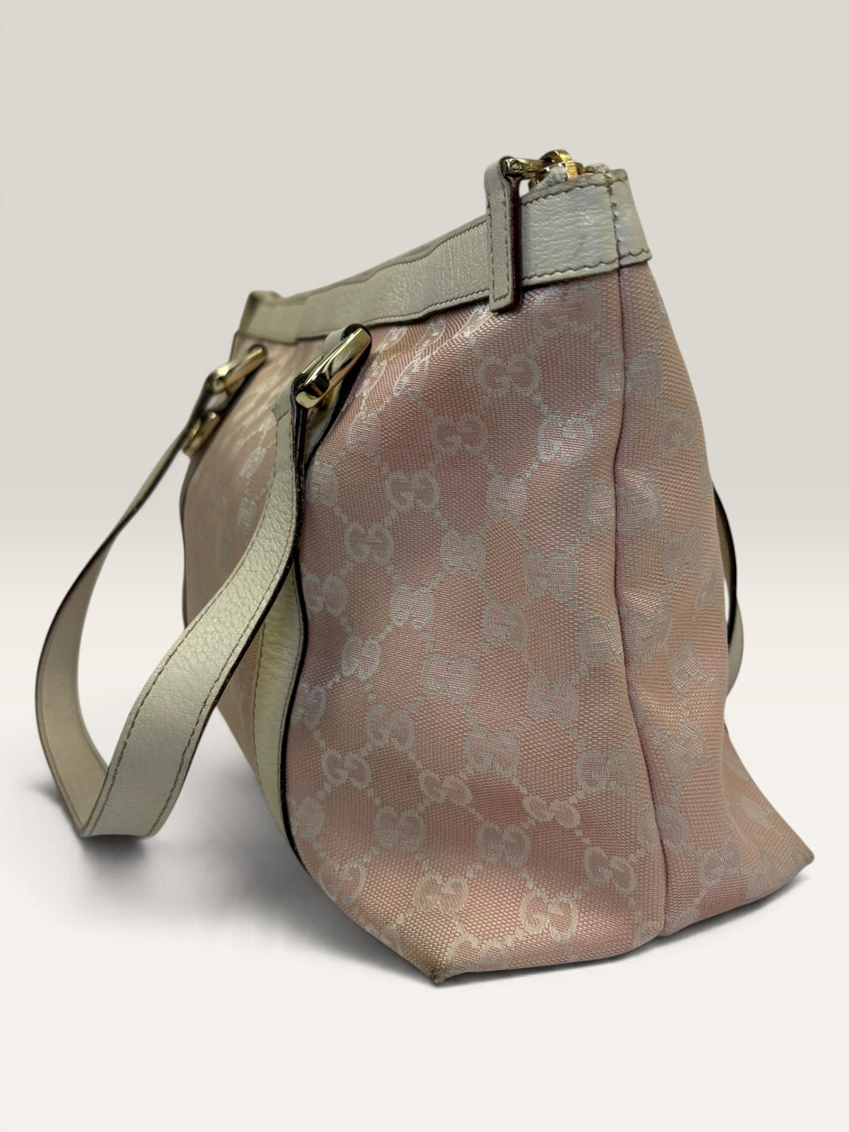 Gucci Abbey pink and beige GG canvas tote bag with leather trim - image 10 of 20