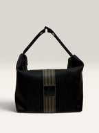 Fendi Pequin stripe black canvas cosmetic bag with snap strap - image 1 of 14