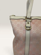 Gucci Abbey pink and beige GG canvas tote bag with leather trim - image 2 of 20