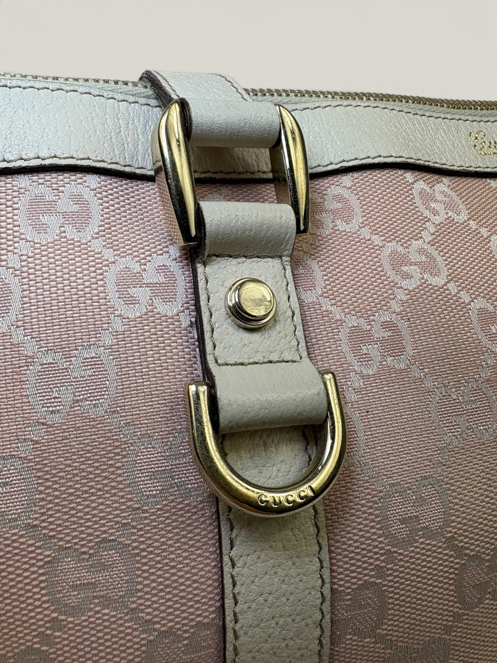 Gucci Abbey pink and beige GG canvas tote bag with leather trim - image 13 of 20