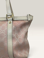 Gucci Abbey pink and beige GG canvas tote bag with leather trim - image 5 of 20