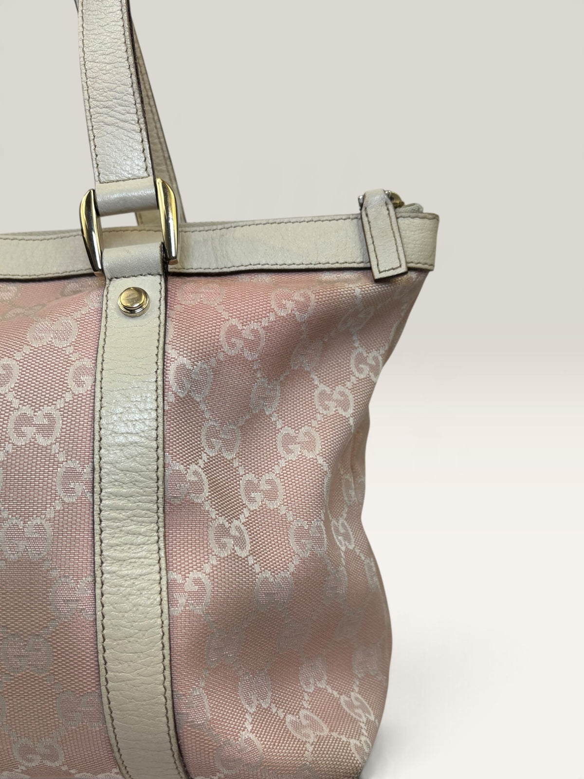 Gucci Abbey pink and beige GG canvas tote bag with leather trim - image 5 of 20