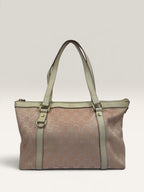 Gucci Abbey pink and beige GG canvas tote bag with leather trim - image 1 of 20