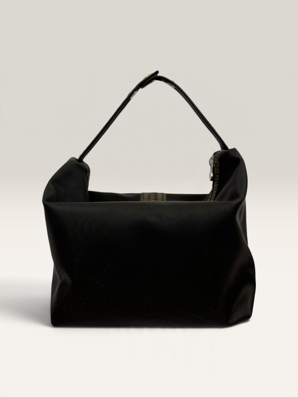 Fendi Pequin stripe black canvas cosmetic bag with snap strap - image 2 of 14