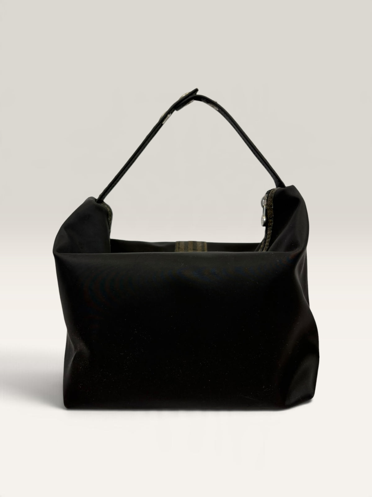 Fendi Pequin stripe black canvas cosmetic bag with snap strap - image 2 of 14