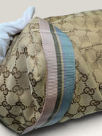 Gucci GG canvas tote bag with blue and pink web stripe handles - image 9 of 14