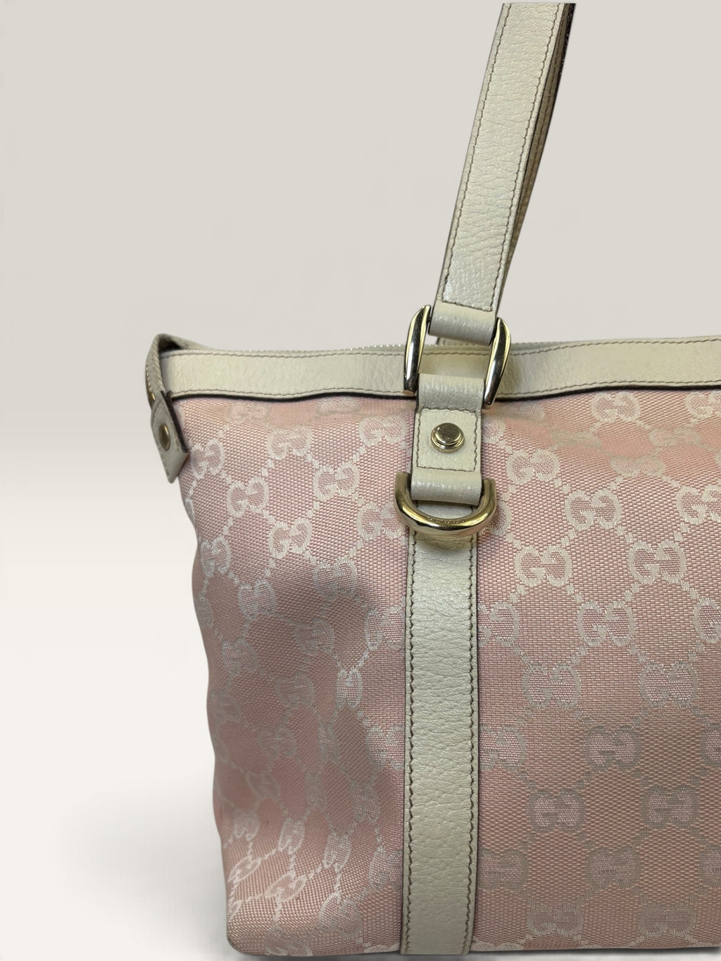 Gucci Abbey pink and beige GG canvas tote bag with leather trim - image 6 of 20