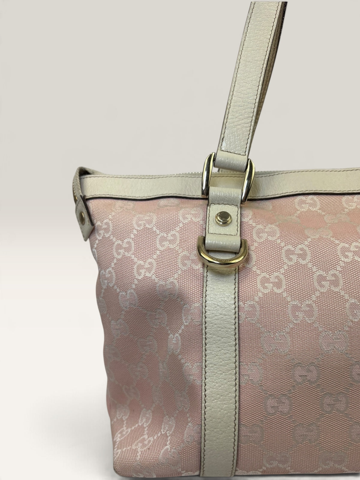 Gucci Abbey pink and beige GG canvas tote bag with leather trim - image 6 of 20
