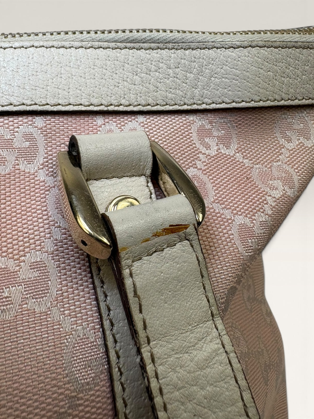 Gucci Abbey pink and beige GG canvas tote bag with leather trim - image 12 of 20