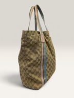 Gucci GG canvas tote bag with blue and pink web stripe handles - image 4 of 14