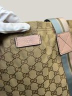 Gucci GG canvas tote bag with blue and pink web stripe handles - image 6 of 14