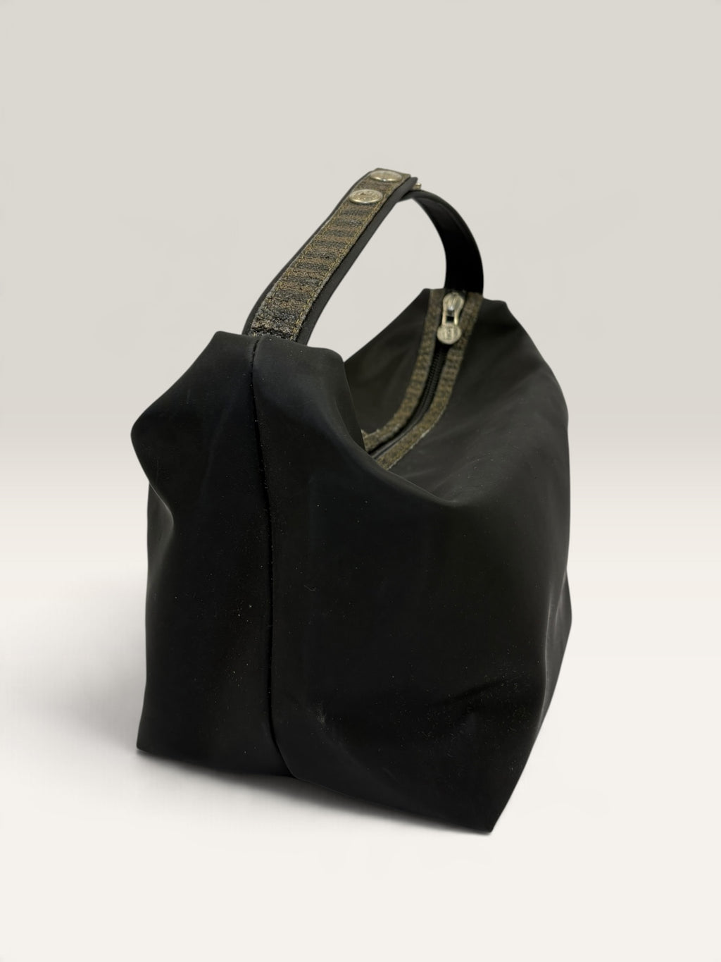 Fendi Pequin stripe black canvas cosmetic bag with snap strap - image 4 of 14