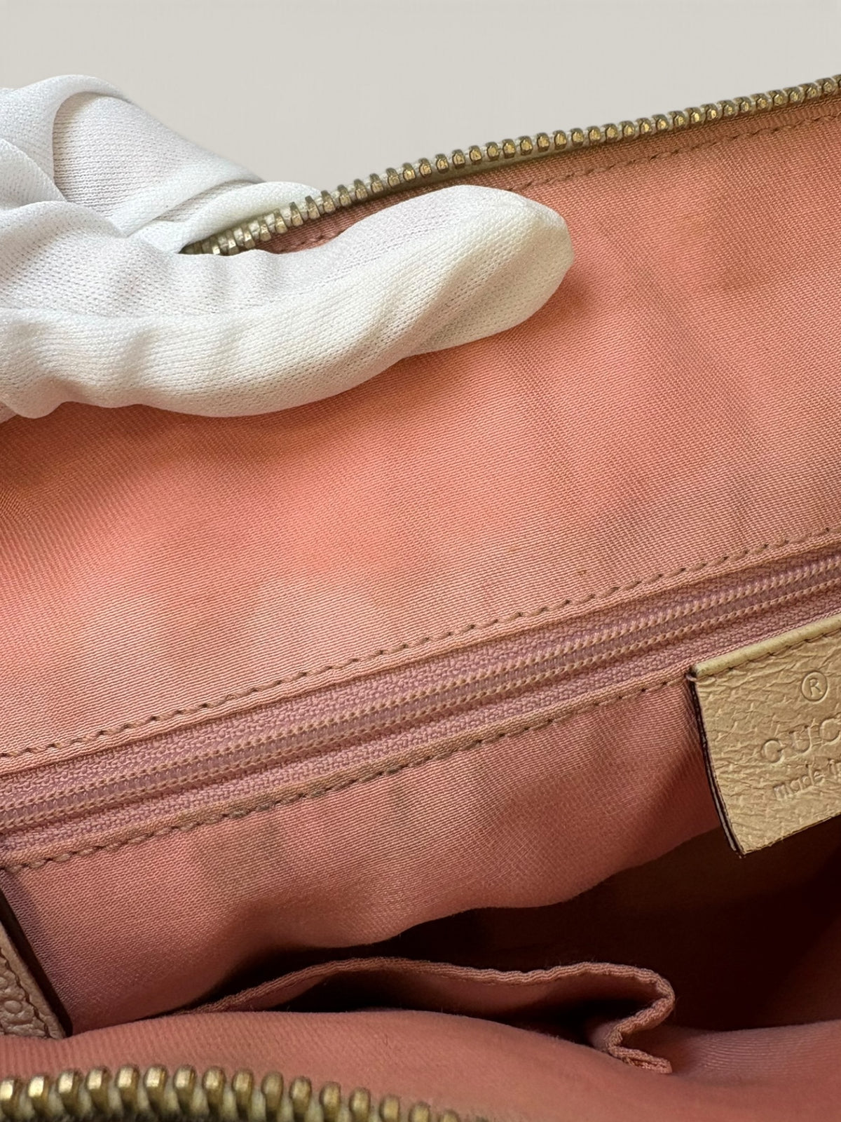 Gucci Abbey pink and beige GG canvas tote bag with leather trim - image 19 of 20