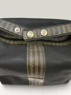 Fendi Pequin stripe black canvas cosmetic bag with snap strap - image 8 of 14