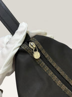 Fendi Pequin stripe black canvas cosmetic bag with snap strap - image 10 of 14